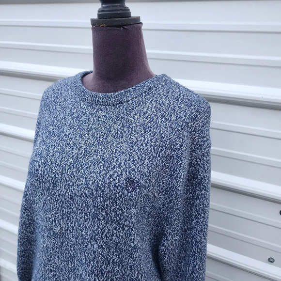 Chaps Men's Heather Blue Logo Long Sleeve Crew Neck 100% Cotton Sweater XL - Picture 3 of 11